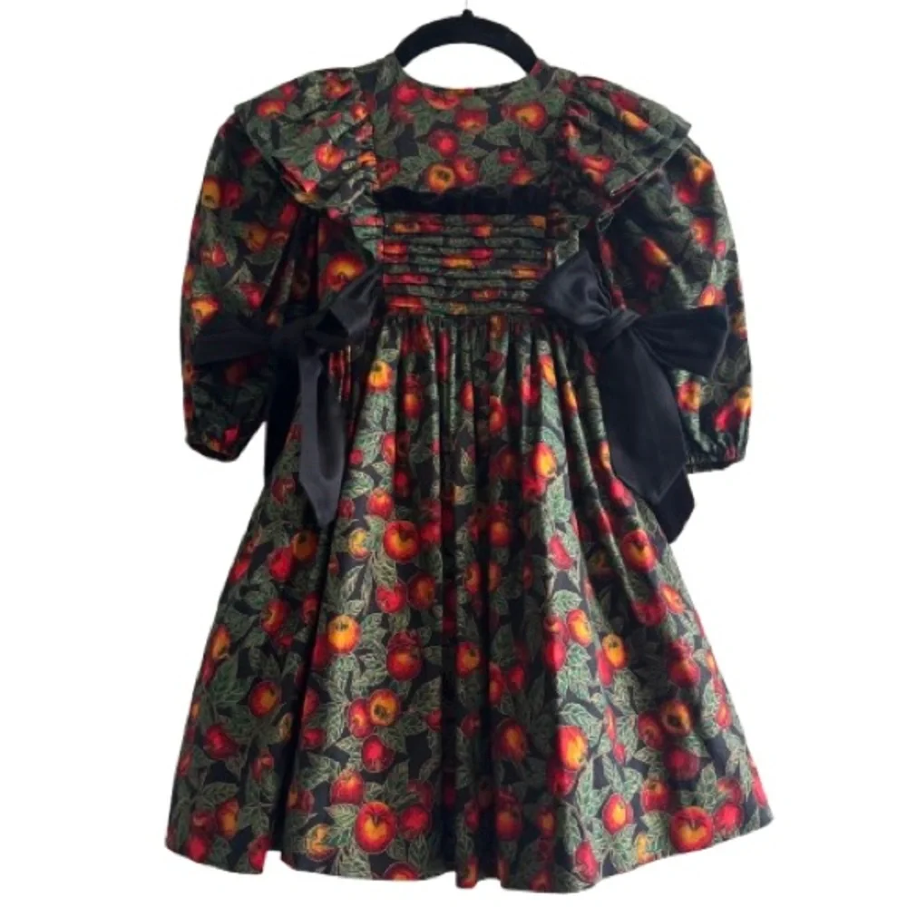 Vintage Wee Clancy Victoria Holiday Harvest Dress Bows Puff Sleeve Tulle Fruit